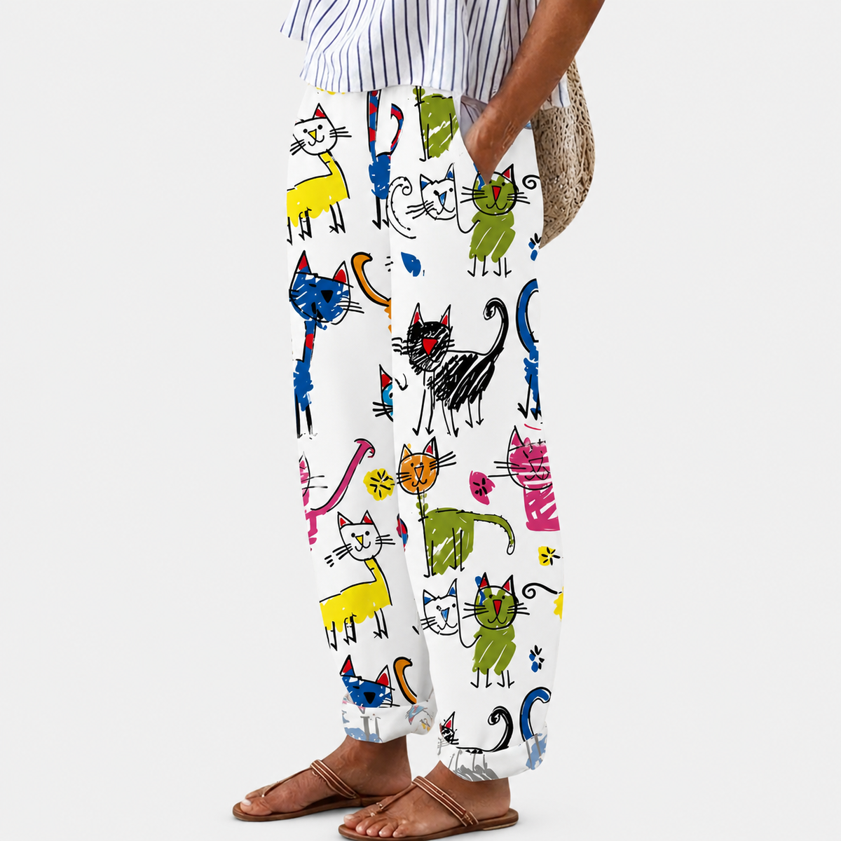 Pantaloni Comodi Gatti Felici