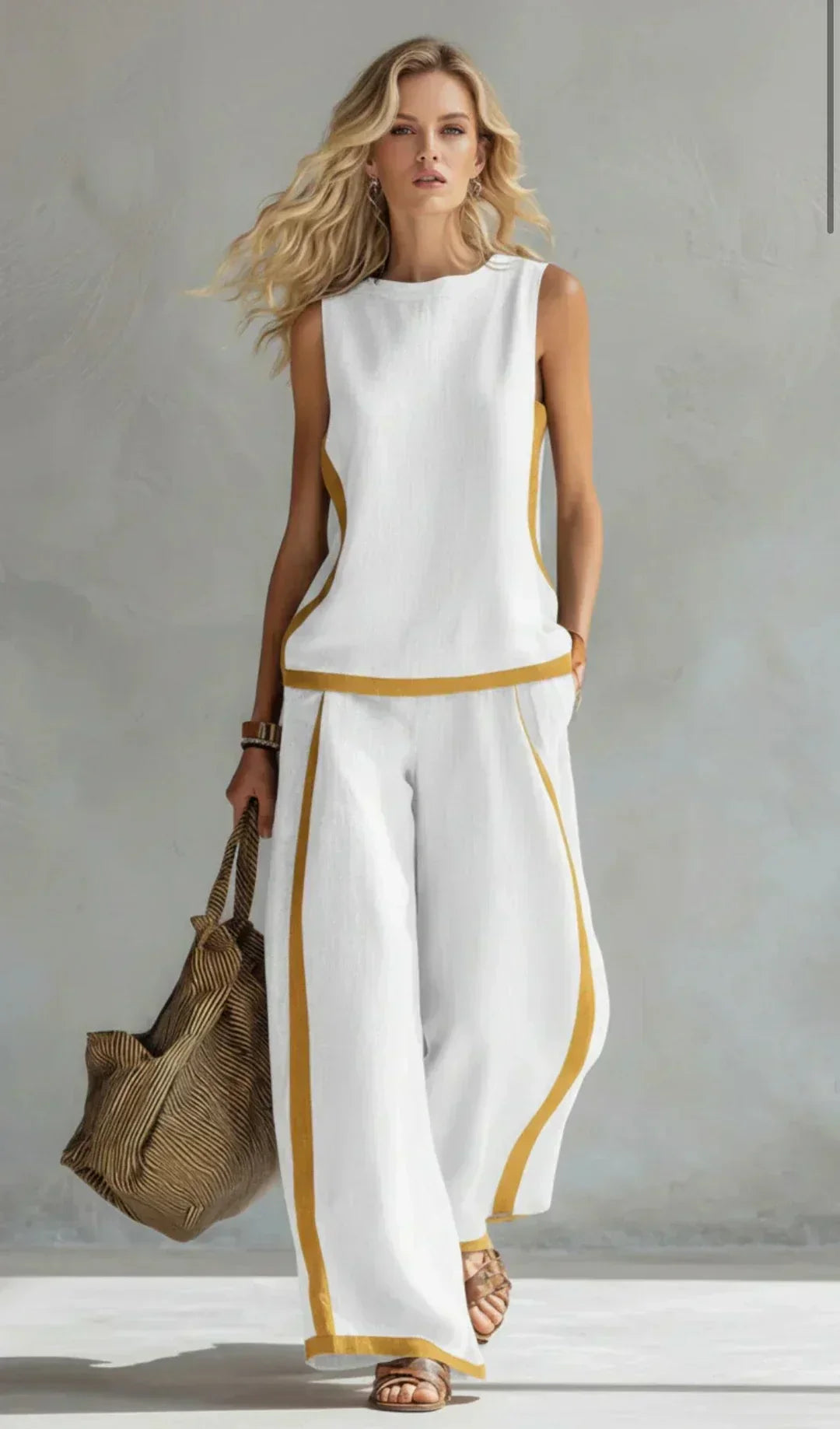 Ursula – Completo gilet e pantaloni chic e casual con finiture bicolori