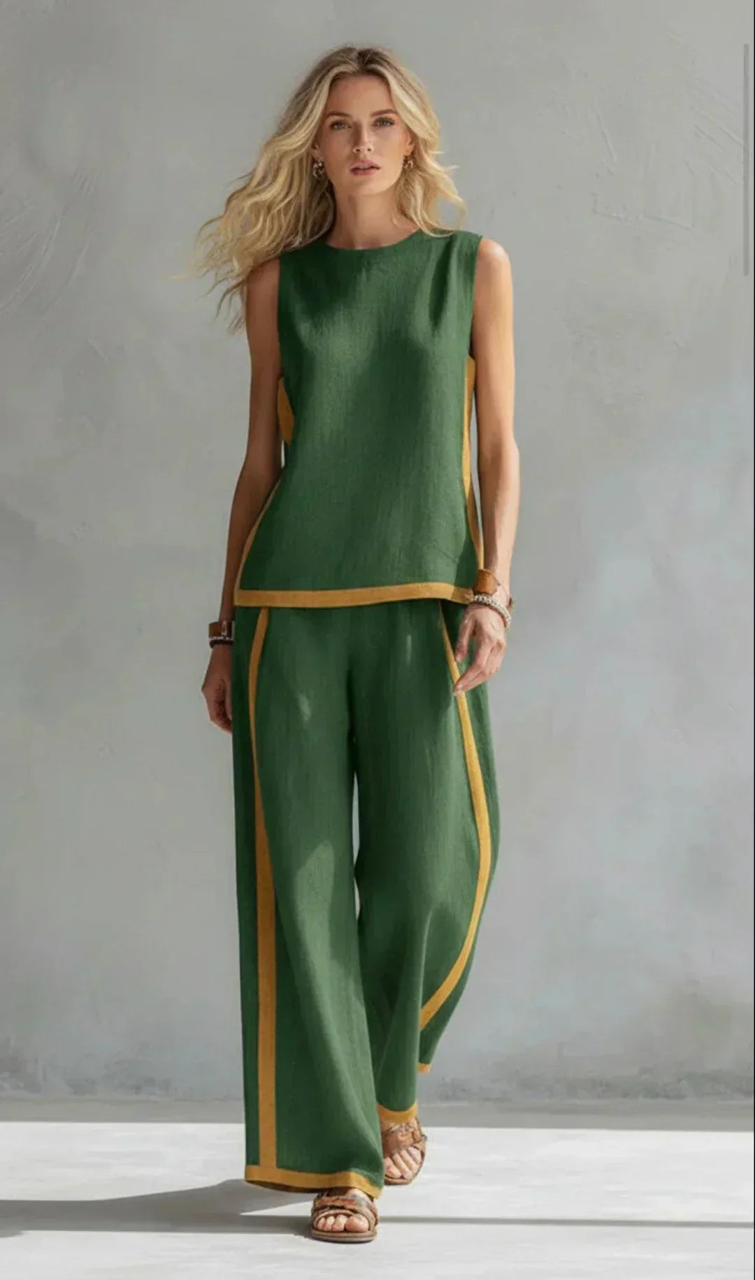 Ursula – Completo gilet e pantaloni chic e casual con finiture bicolori